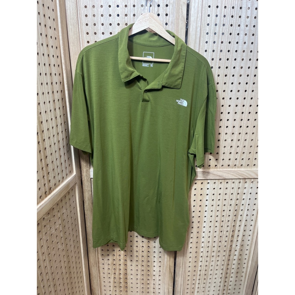 The North Face Mens XXL Green FlashDry Short Sleeve Polo Shirt Athletic Outdoor
